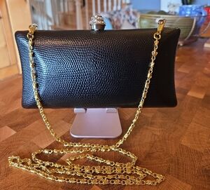 Chic Black Clutch with Gold Chain